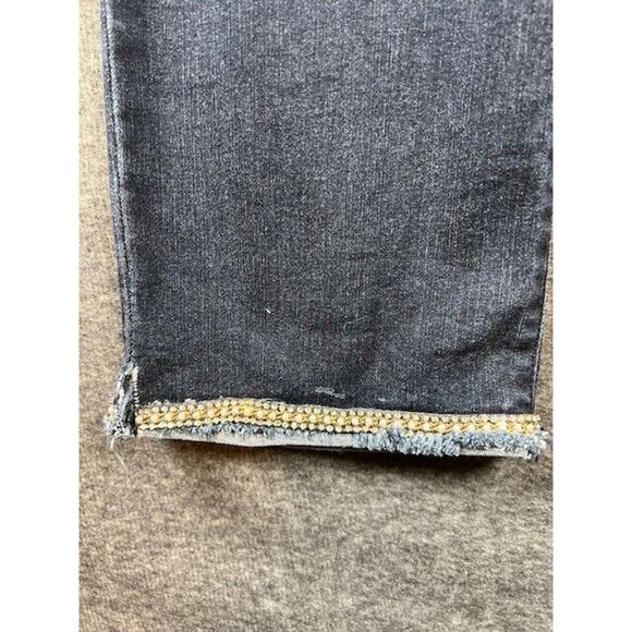Democracy Jeans Womens 14 Ab Solution Straight Embellished Cuffs Dark Wash Blue - Picture 3 of 9